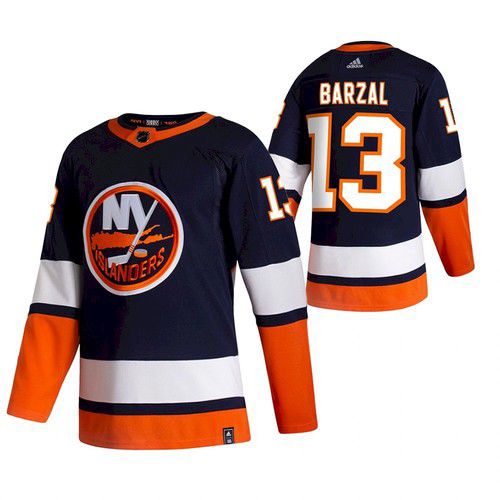 Men New York Islanders #13 Barzal Black NHL 2021 Reverse Retro jersey->customized nhl jersey->Custom Jersey